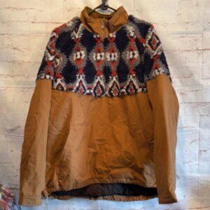 Lucky Brand Men's Sherpa Mix Anorak Jacket xxl fuzzy lined half zip pockets warm